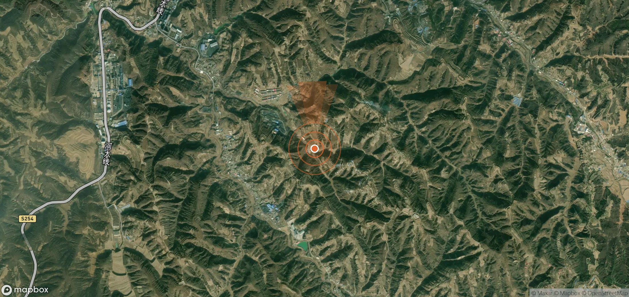 Satellite map of methane plume locations in China