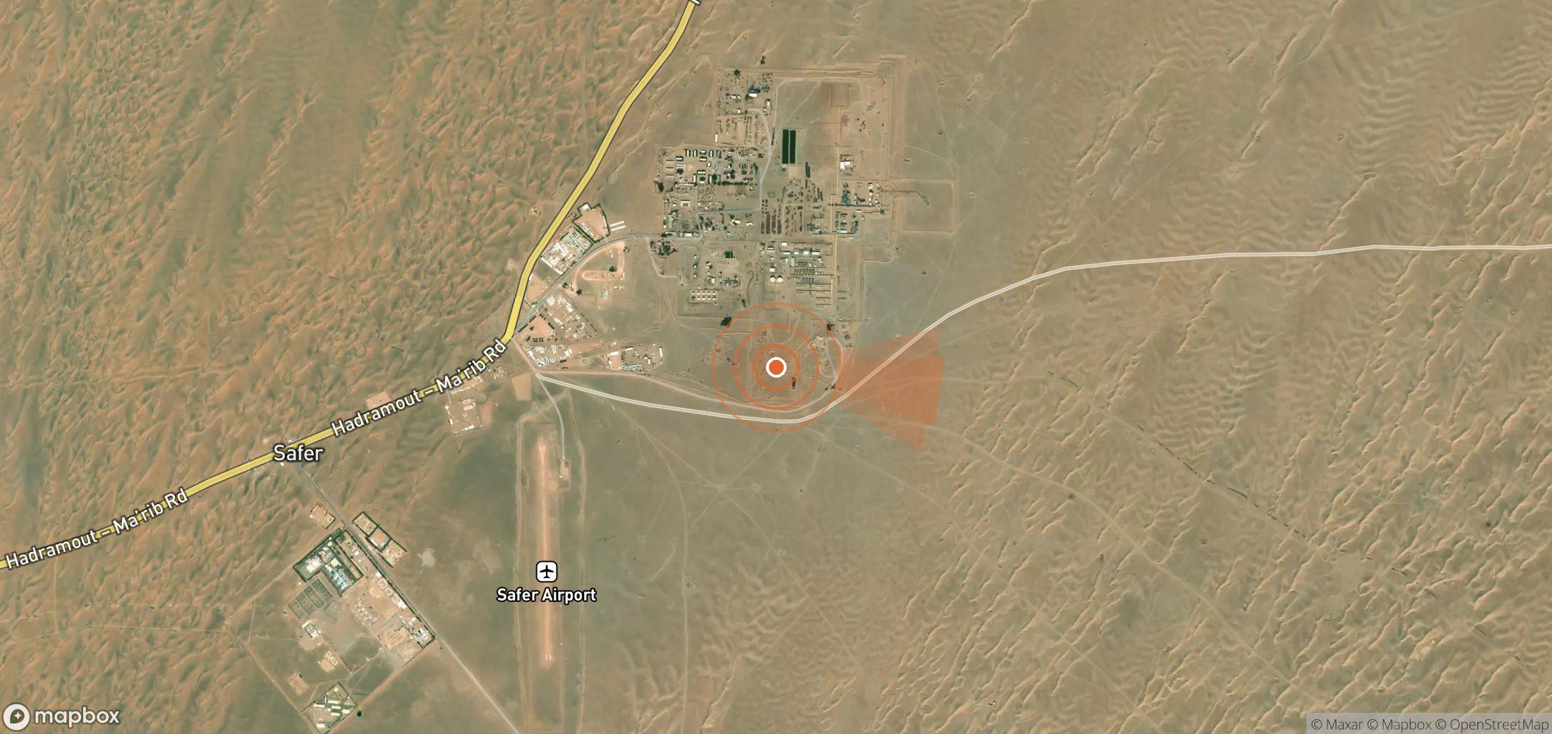 Mapa satelital de plumas de metano en Yemen