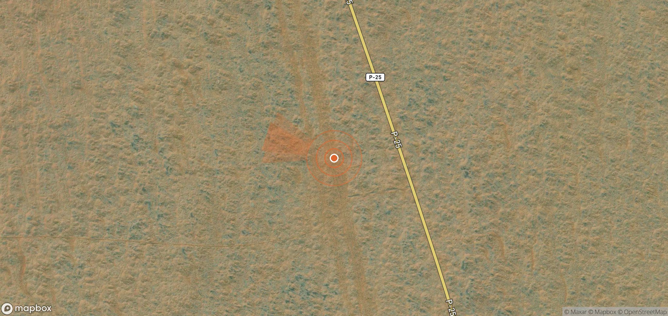 Satellite map of methane plume locations in Turkmenistan
