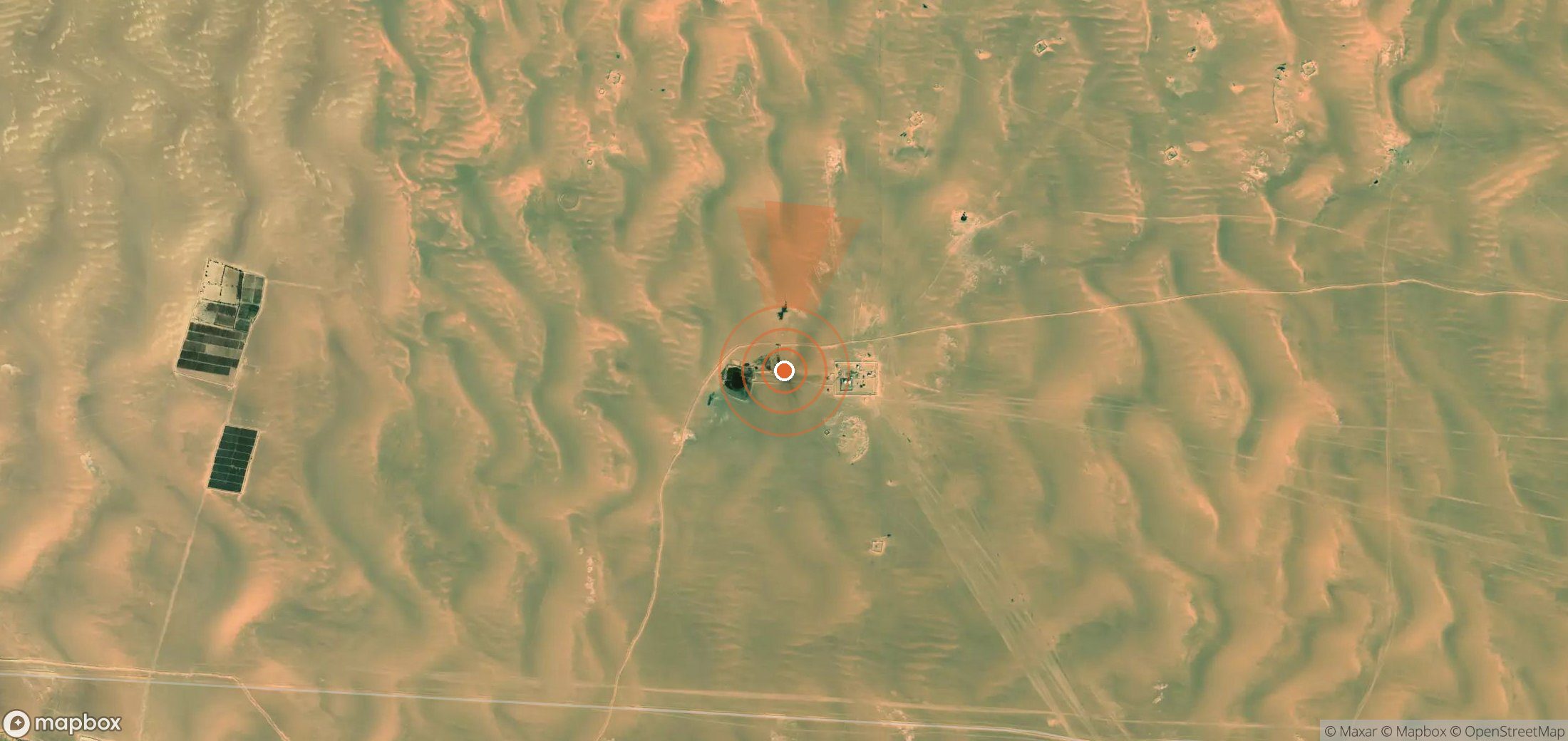 Satellite map of methane plume locations in Libya