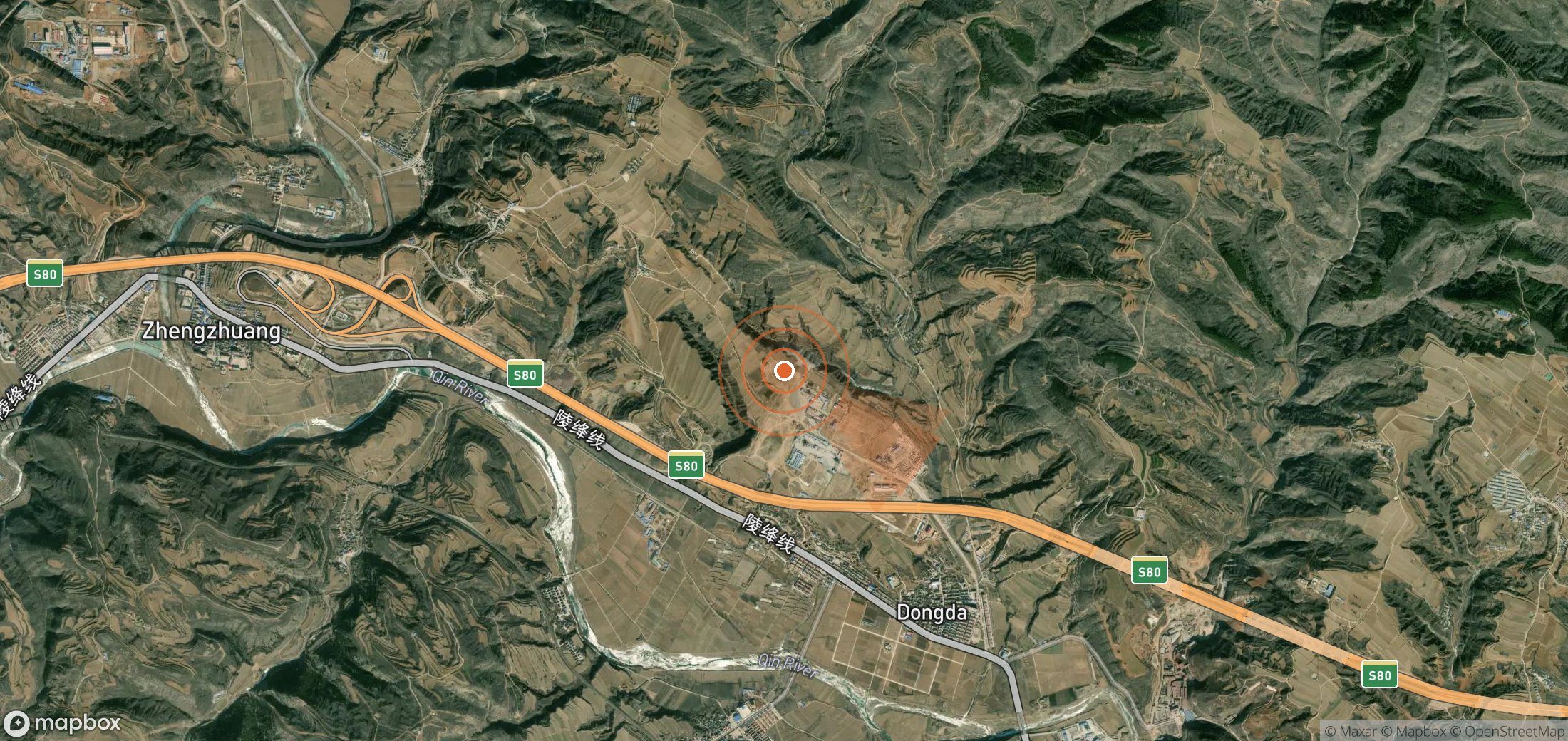 Satellite map of methane plume locations in China