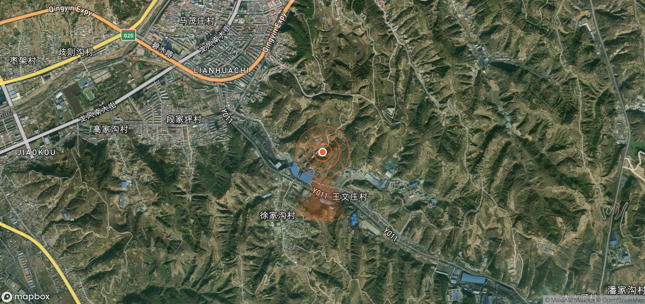 Satellite map of methane plume locations in China