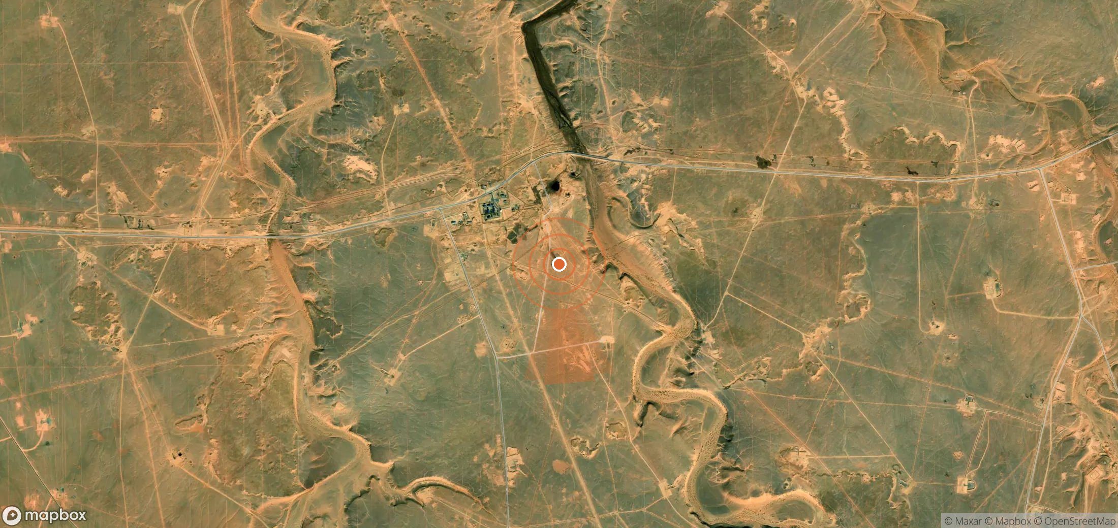 Satellite map of methane plume locations in Algeria