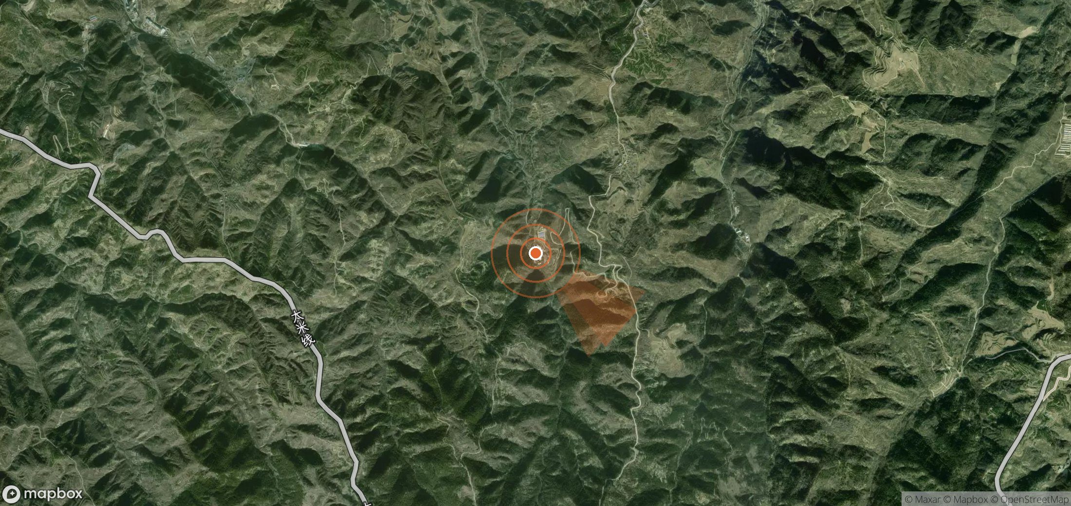 Satellite map of methane plume locations in China