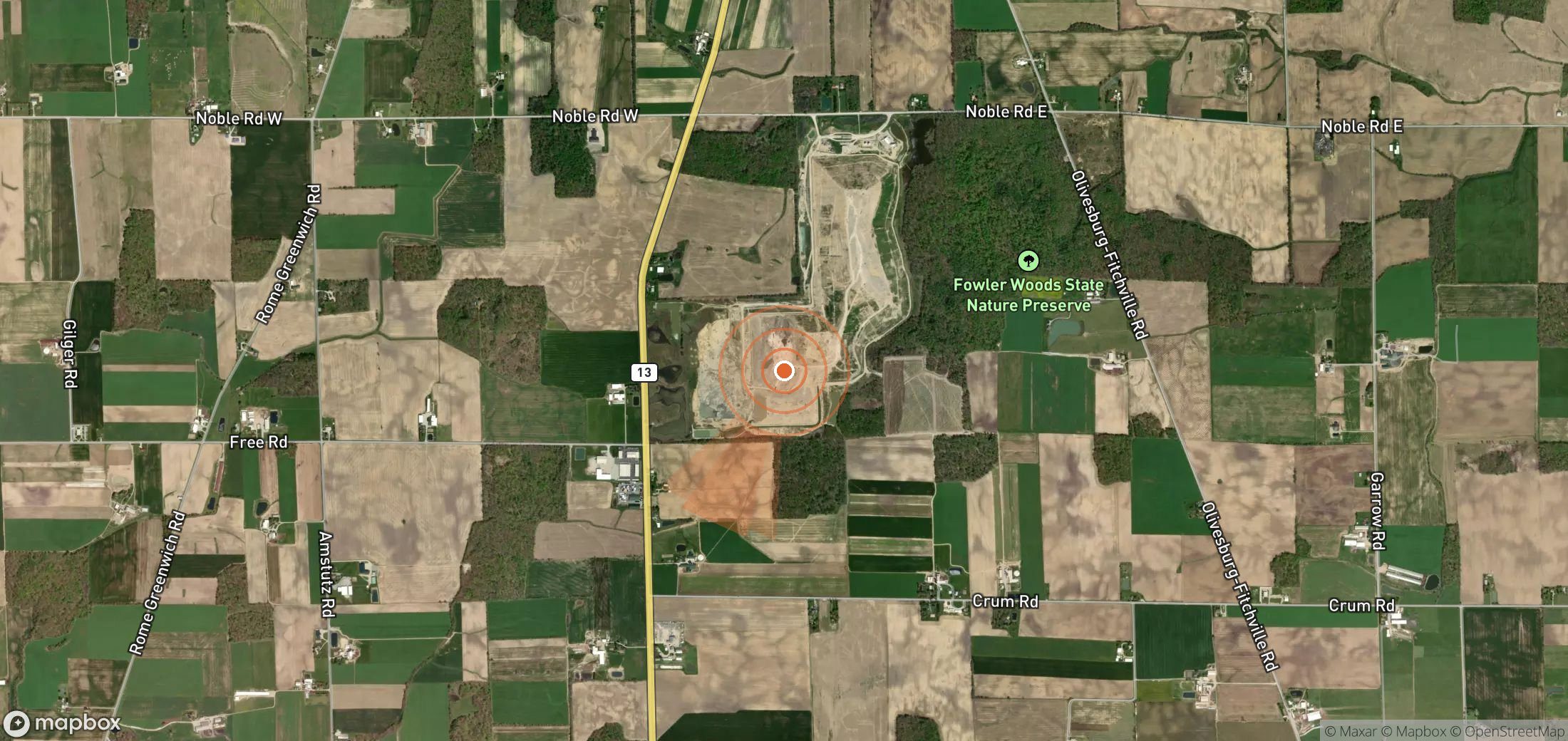Satellite map of methane plume locations in United States