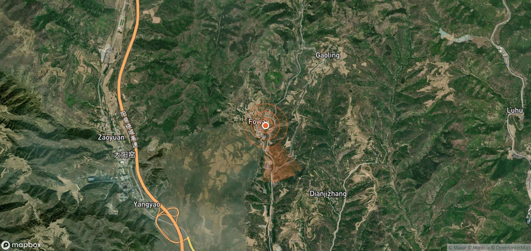 Satellite map of methane plume locations in China