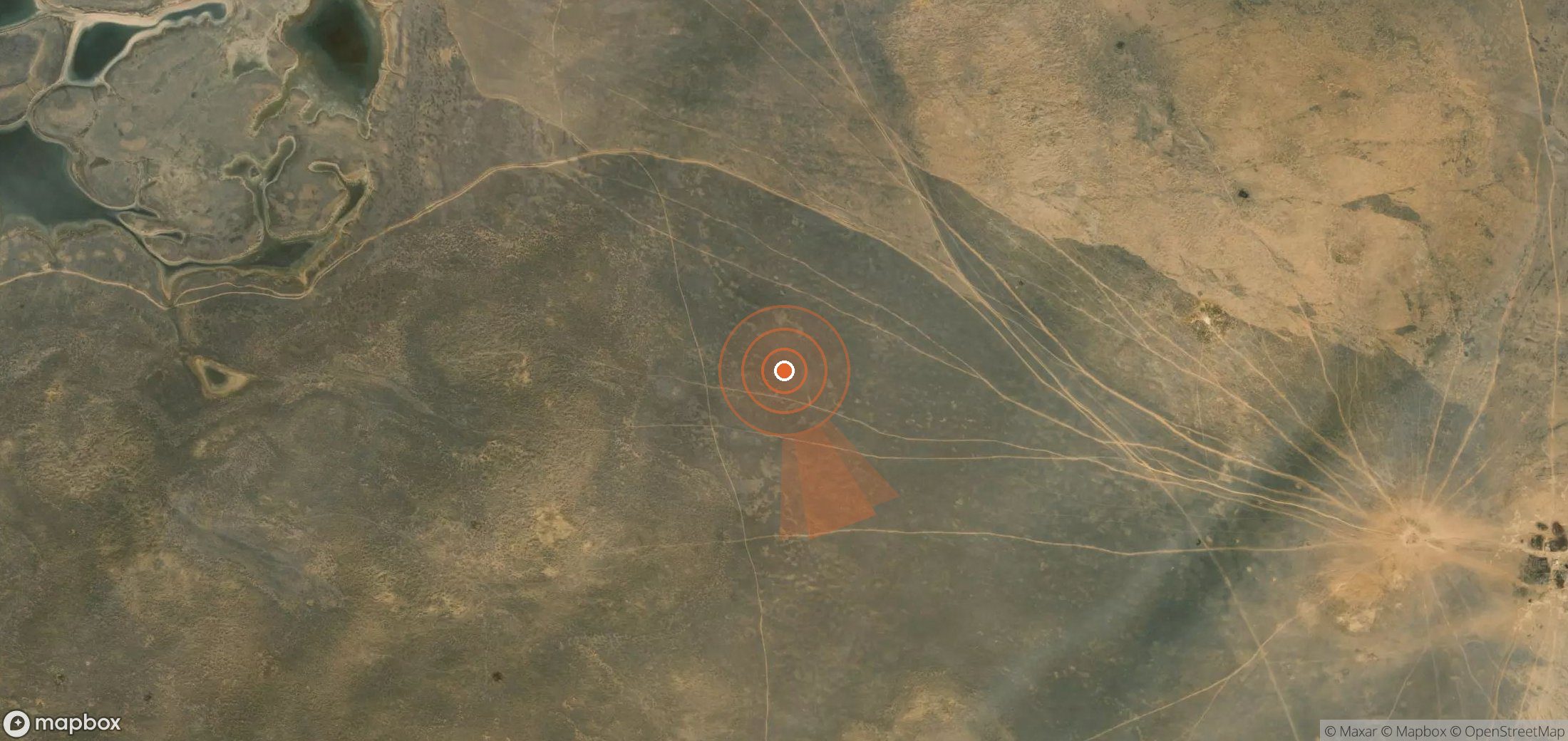 Satellite map of methane plume locations in Kazakhstan