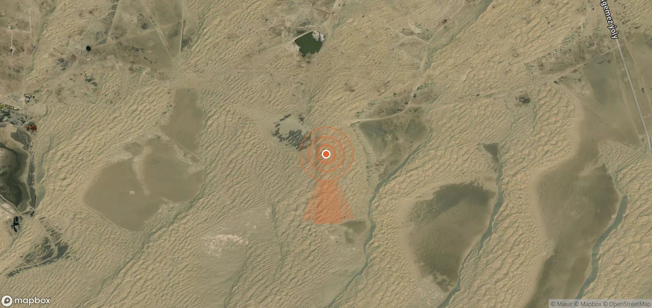 Satellite map of methane plume locations in Turkmenistan