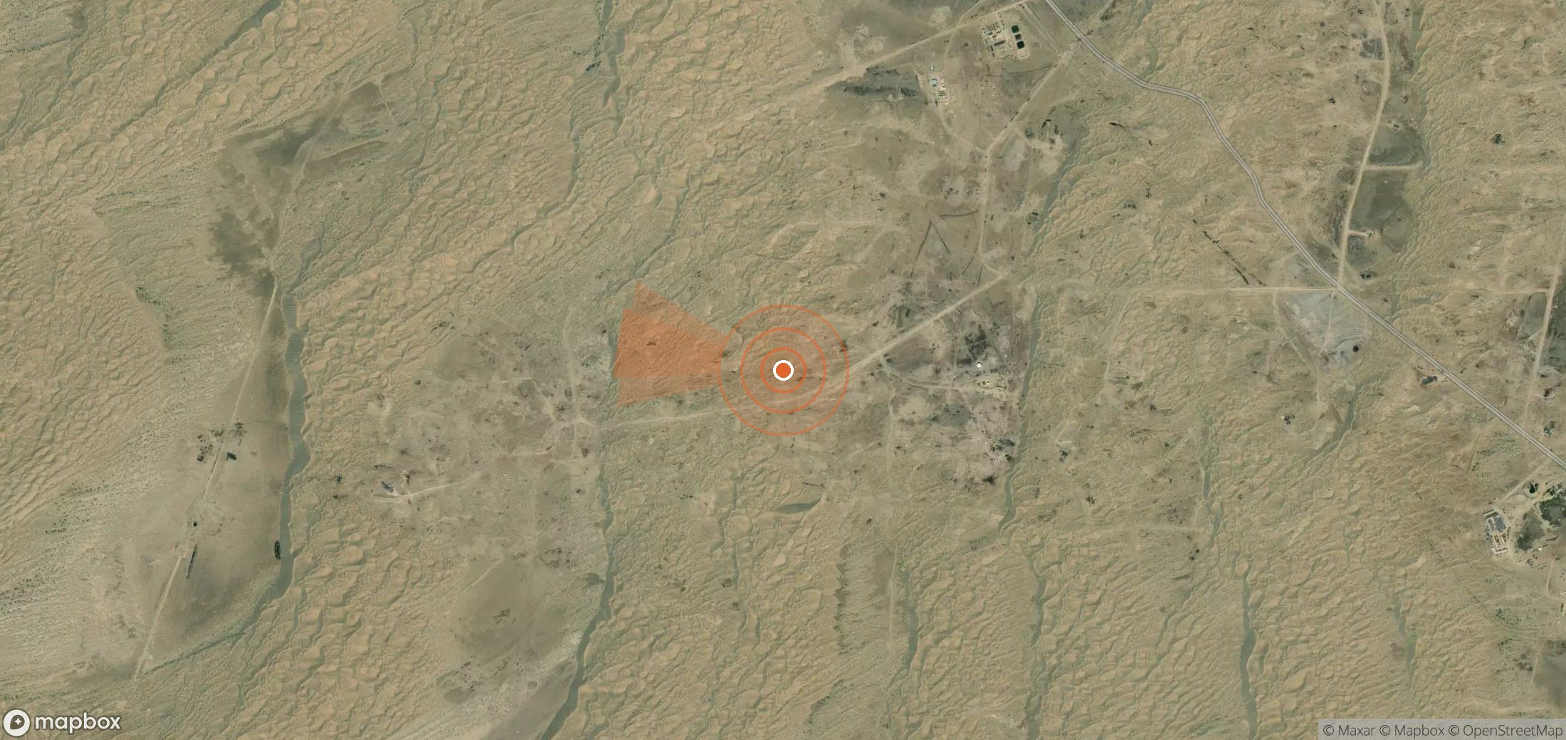 Mapa satelital de plumas de metano en Turkmenistán