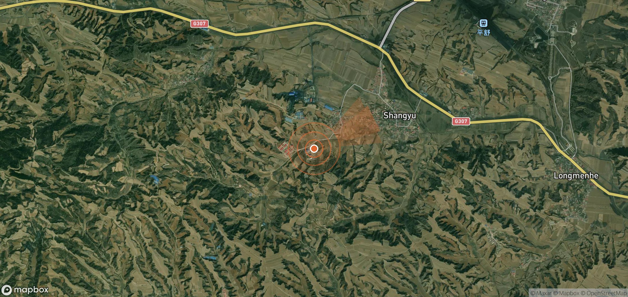 Mapa satelital de plumas de metano en China
