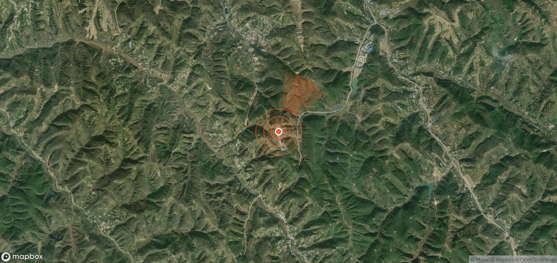 Satellite map of methane plume locations in China