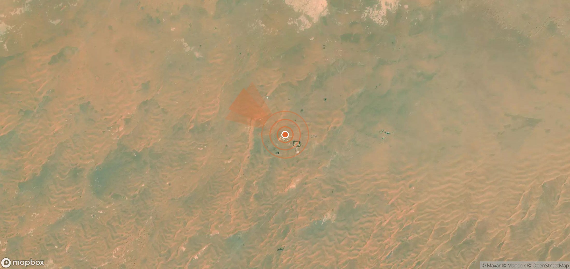 Mapa satelital de plumas de metano en Yemen
