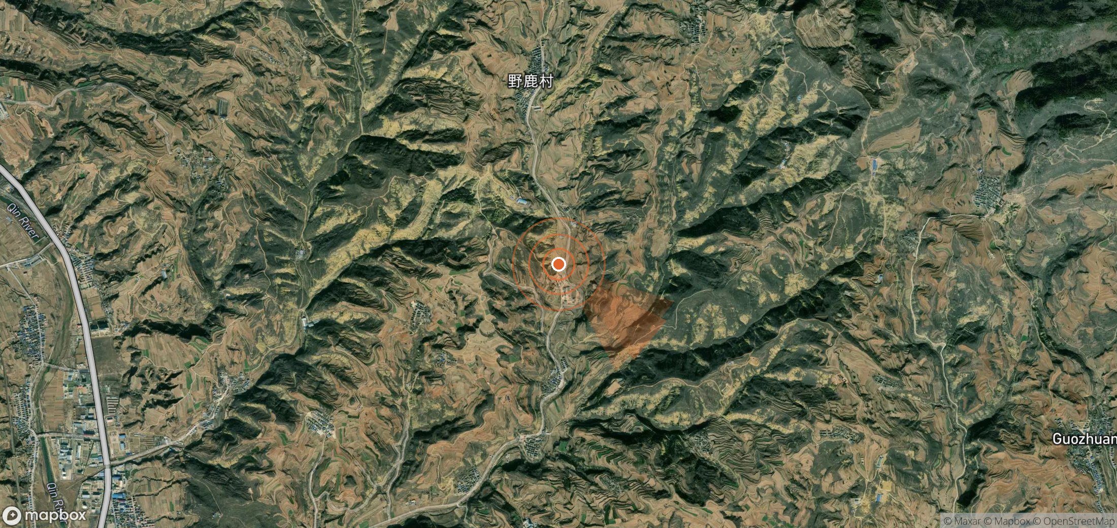 Satellite map of methane plume locations in China