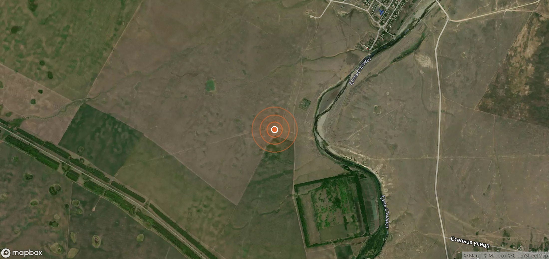 Satellite map of methane plume locations in Kazakhstan