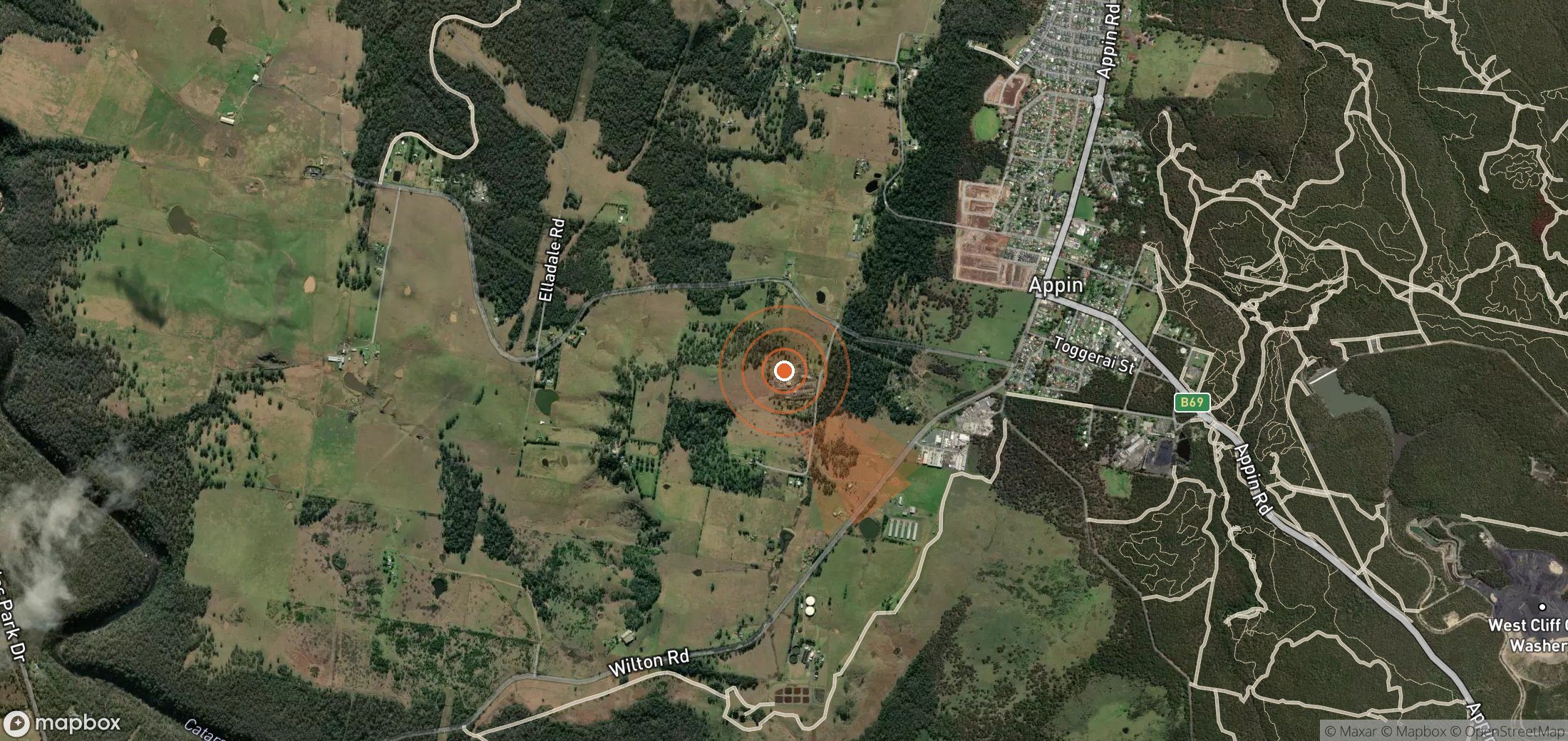 Satellite map of methane plume locations in Australia
