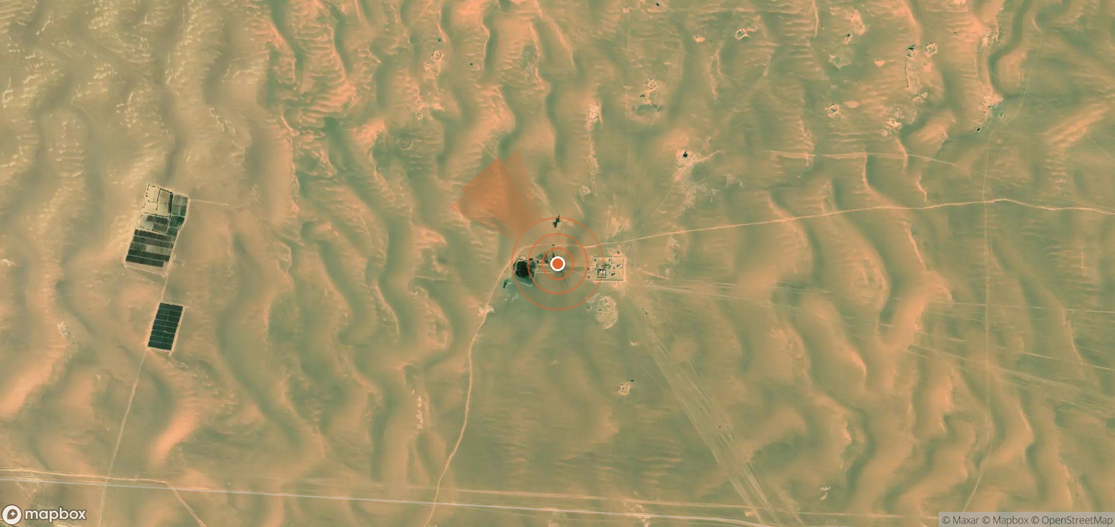 Mapa satelital de plumas de metano en Libia