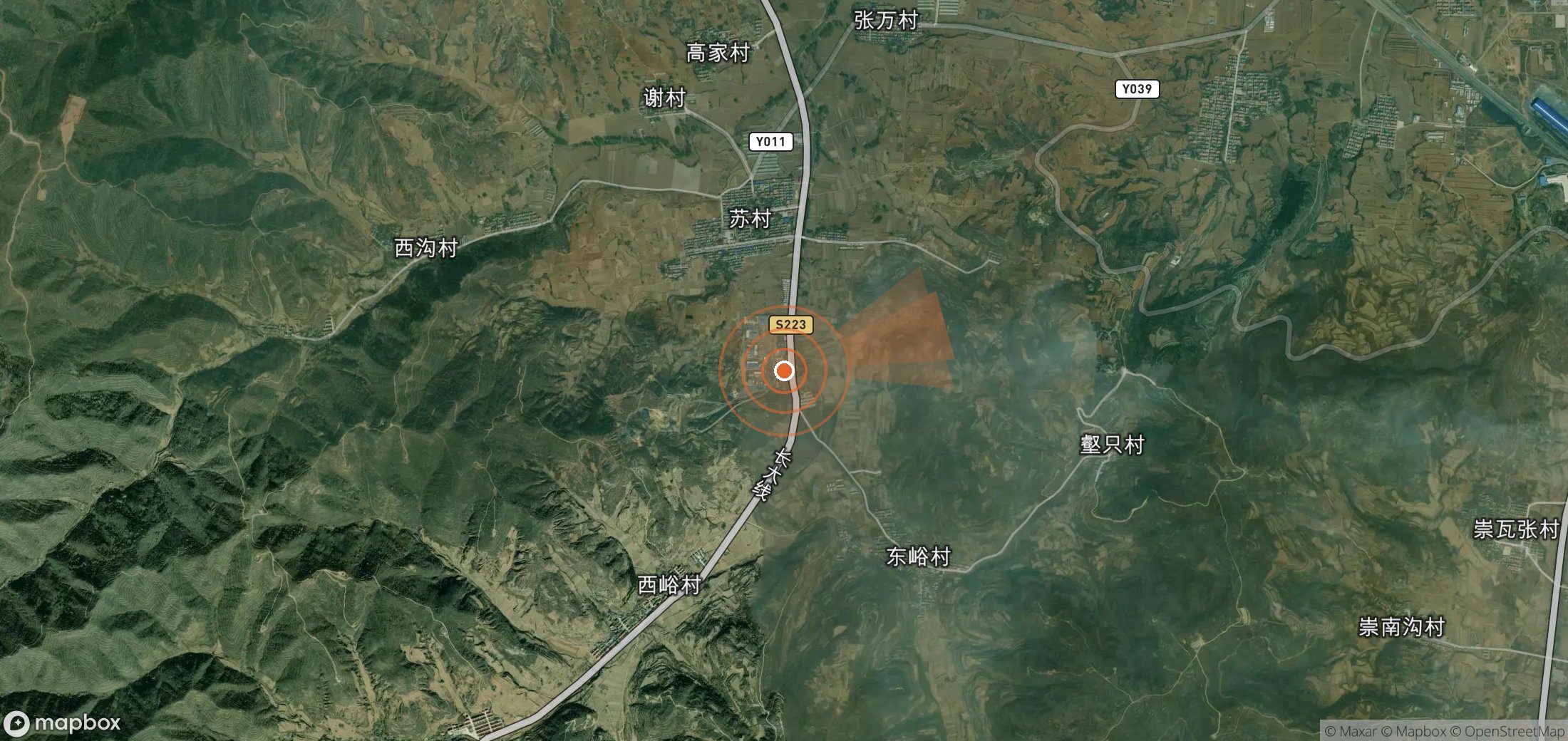 Mapa satelital de plumas de metano en China