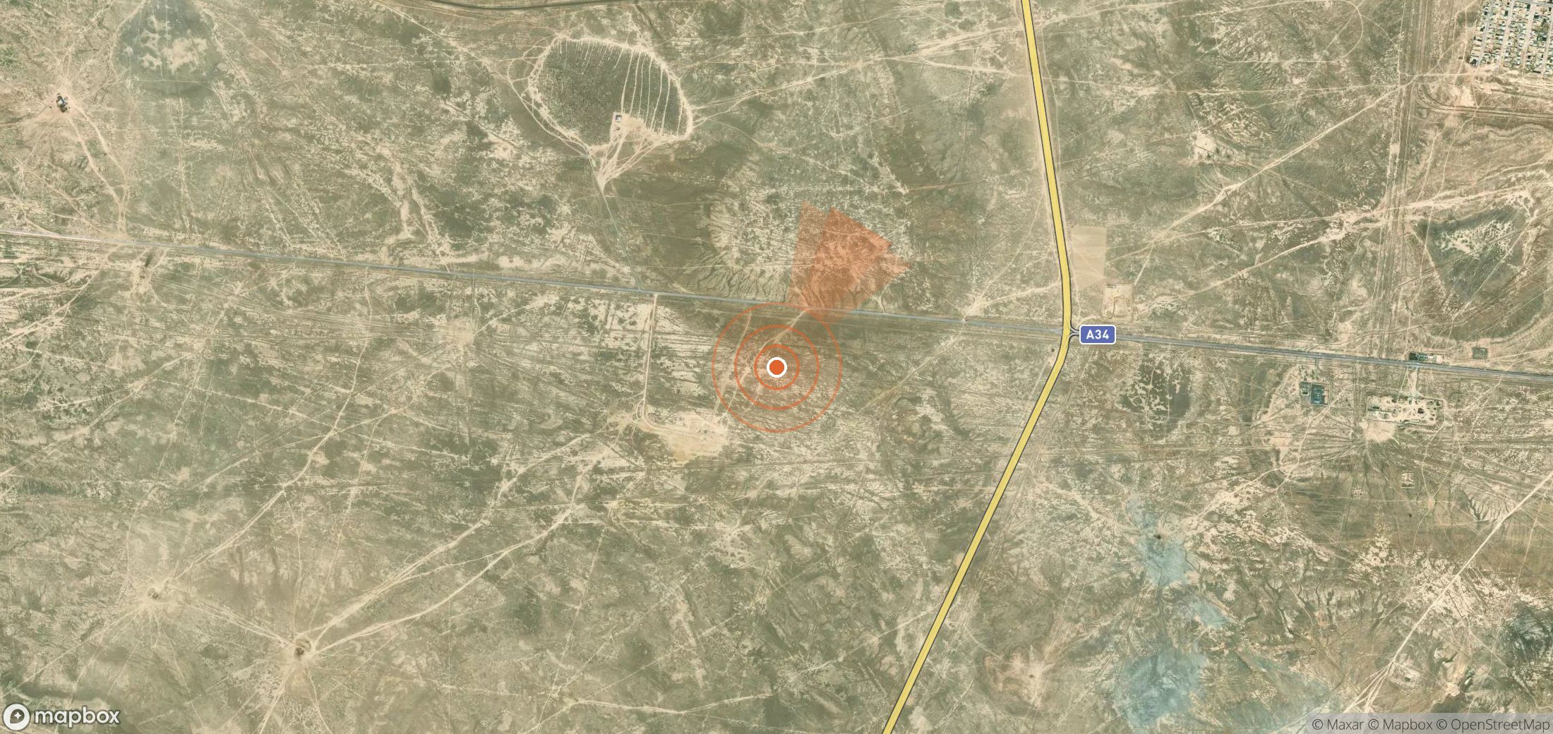 Mapa satelital de plumas de metano en Kazajistán