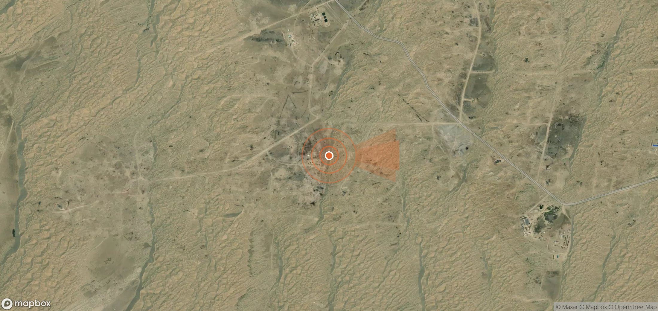 Satellite map of methane plume locations in Turkmenistan