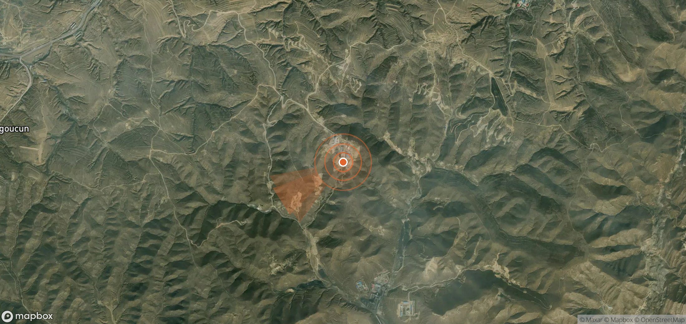 Mapa satelital de plumas de metano en China