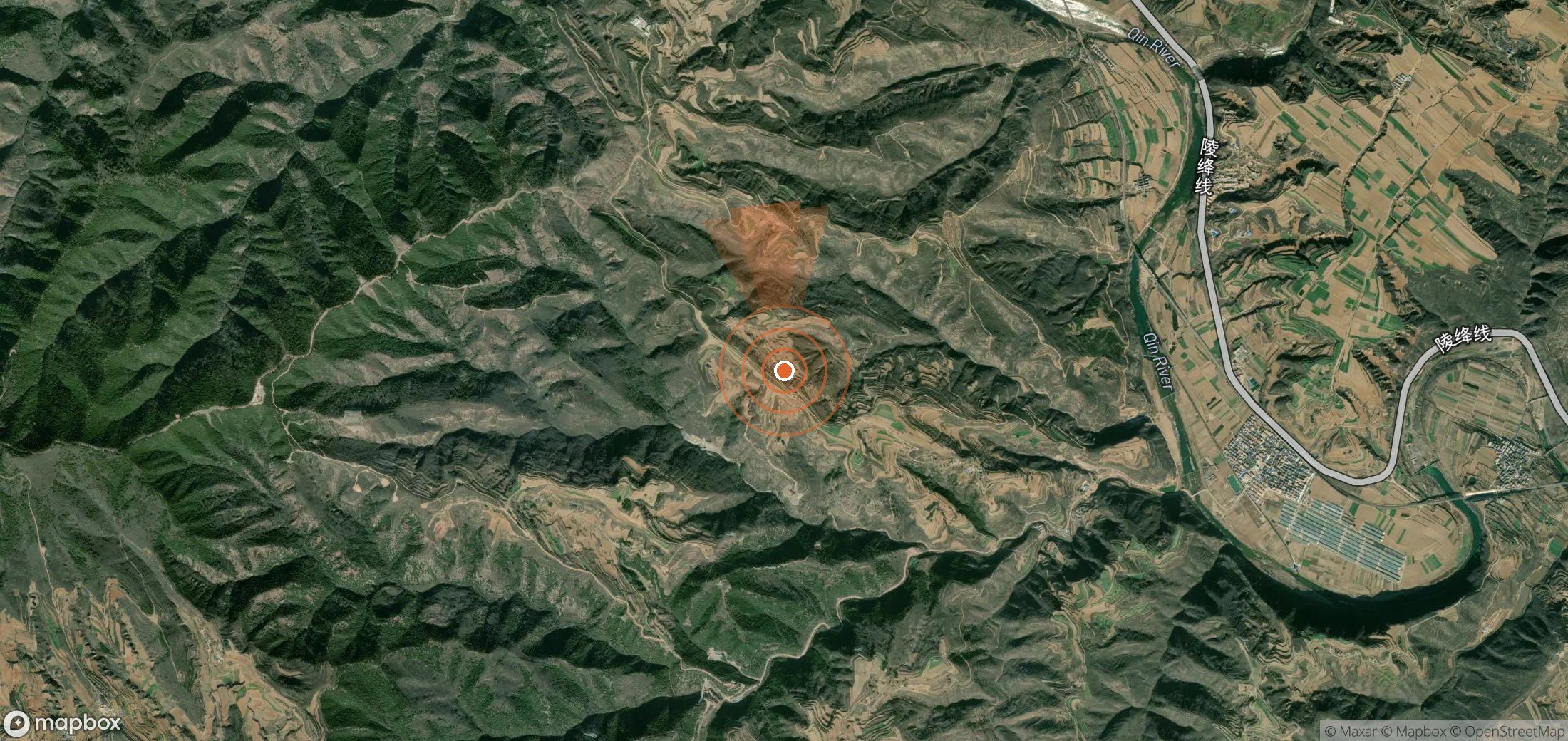 Satellite map of methane plume locations in China