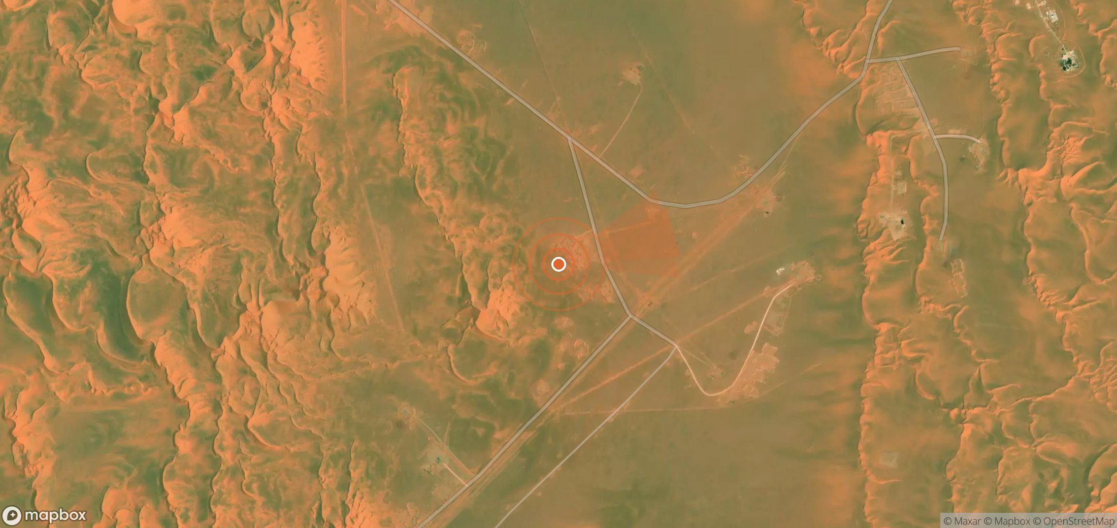 Mapa satelital de plumas de metano en Argelia