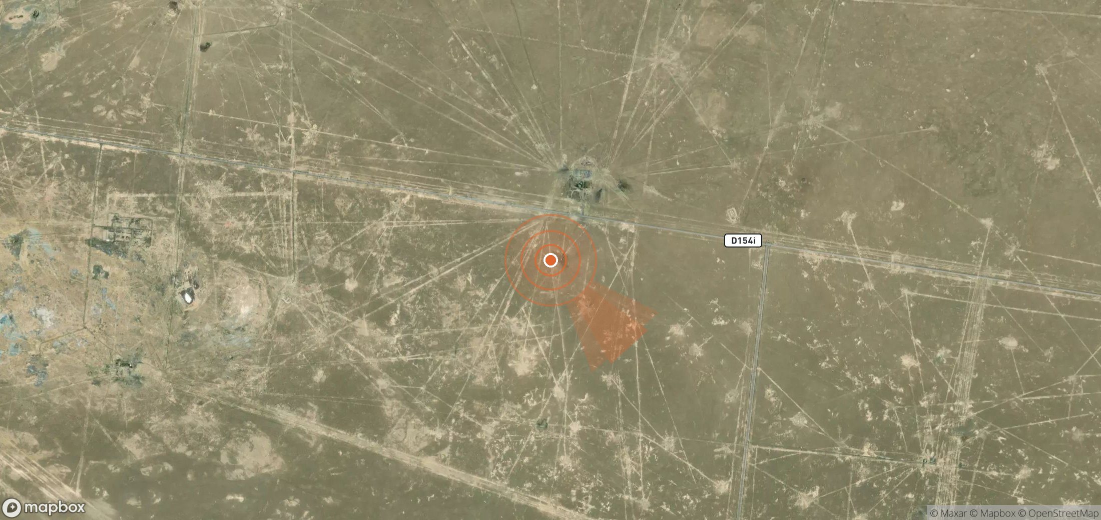 Mapa satelital de plumas de metano en Uzbekistán