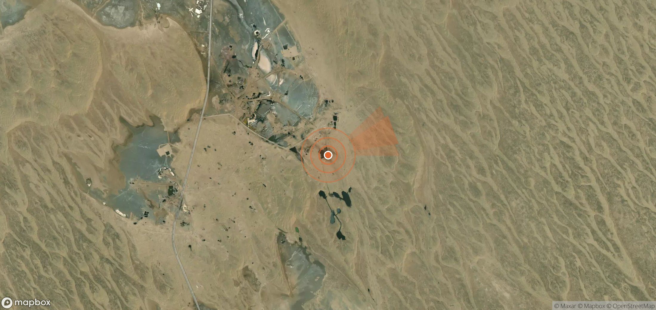 Satellite map of methane plume locations in Turkmenistan