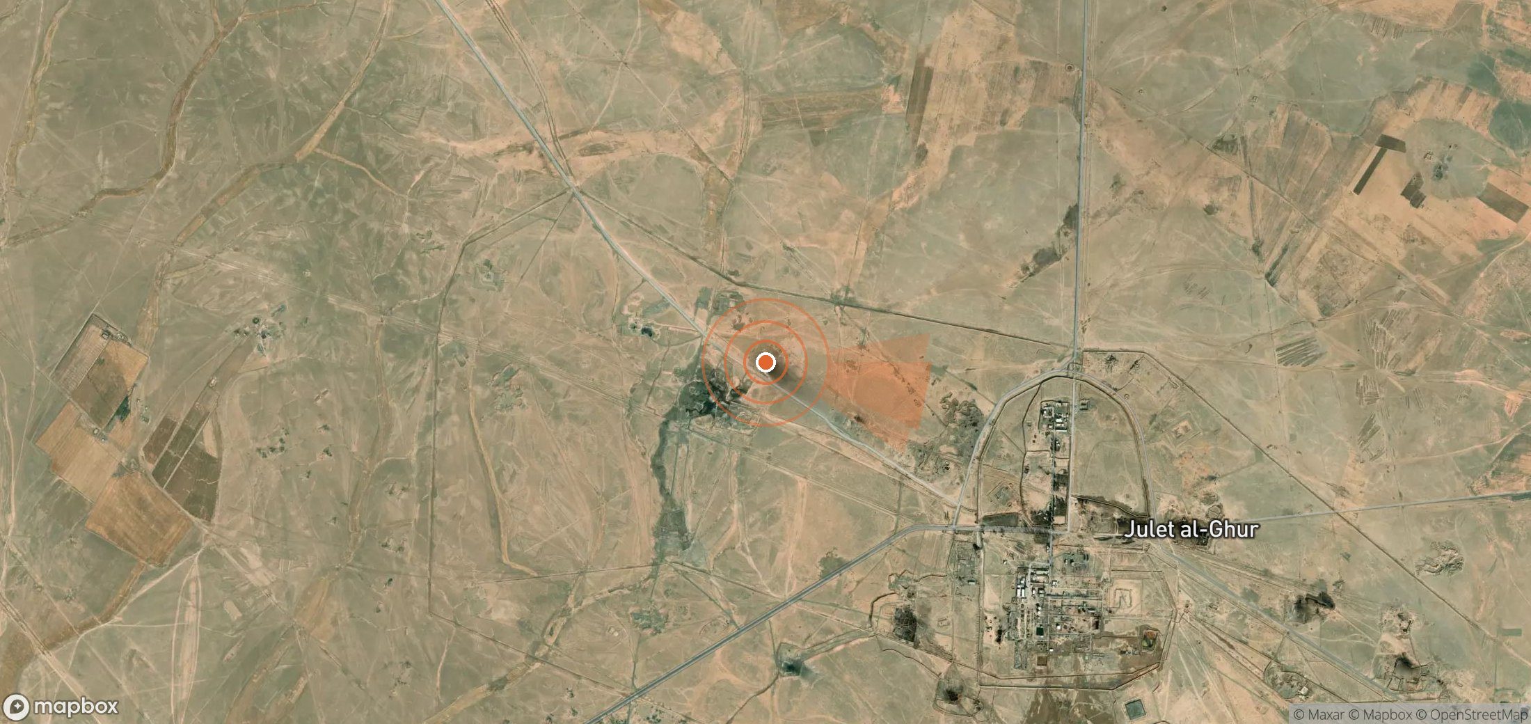 Mapa satelital de plumas de metano en Siria