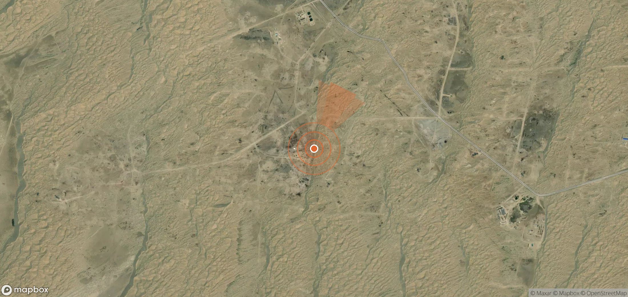 Satellite map of methane plume locations in Turkmenistan