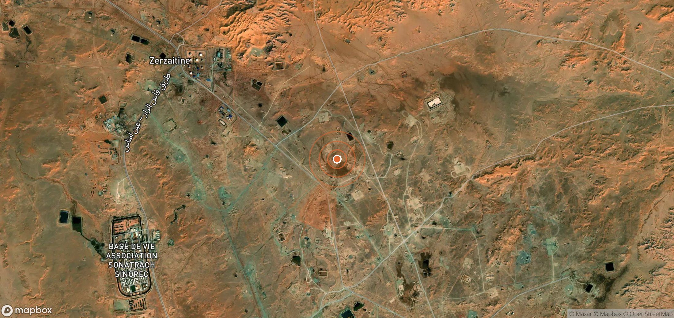Satellite map of methane plume locations in Algeria