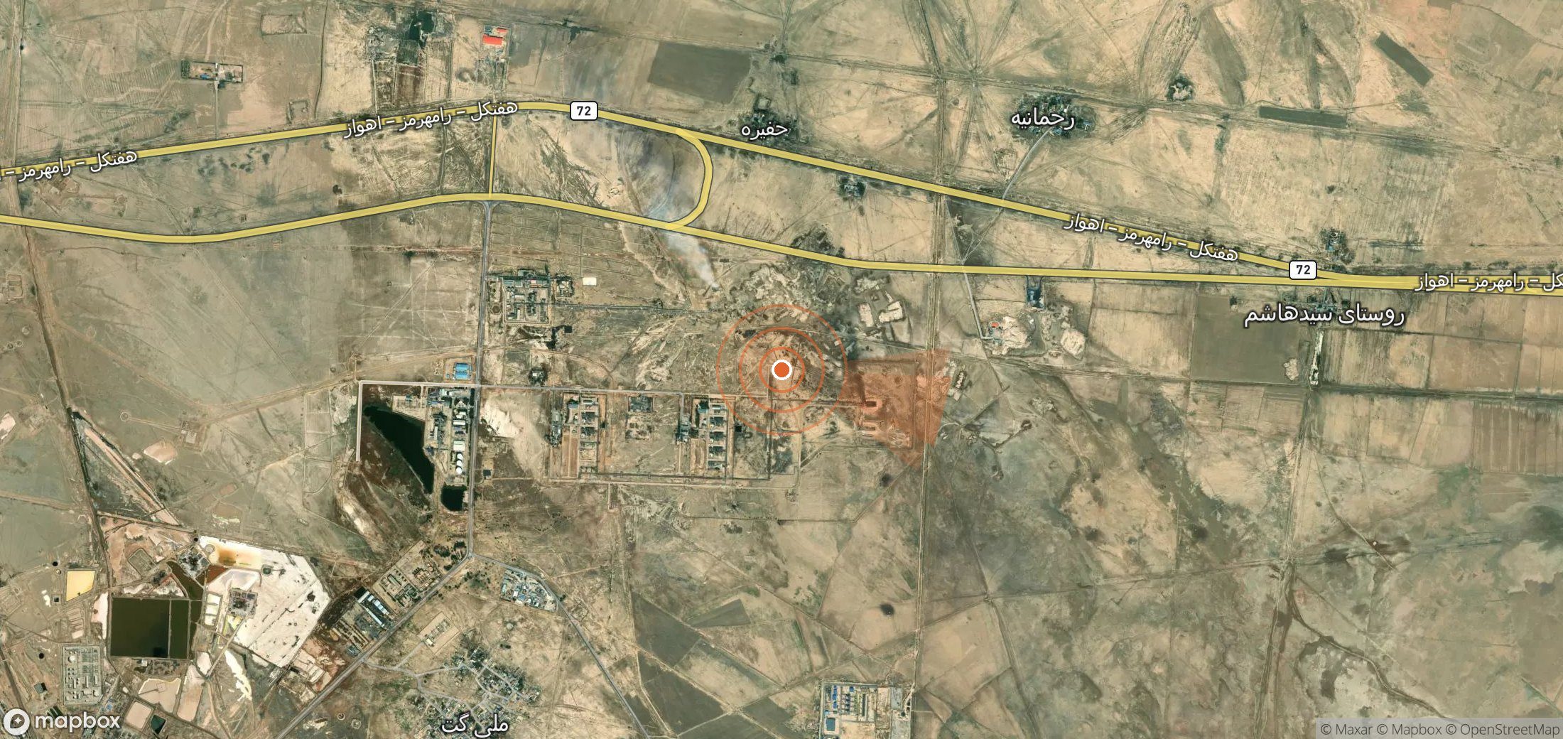 Mapa satelital de plumas de metano en Irán