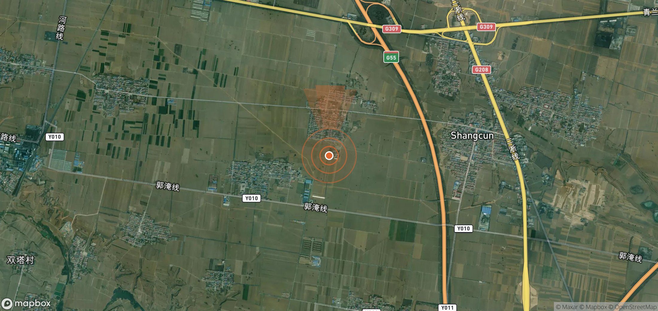 Satellite map of methane plume locations in China
