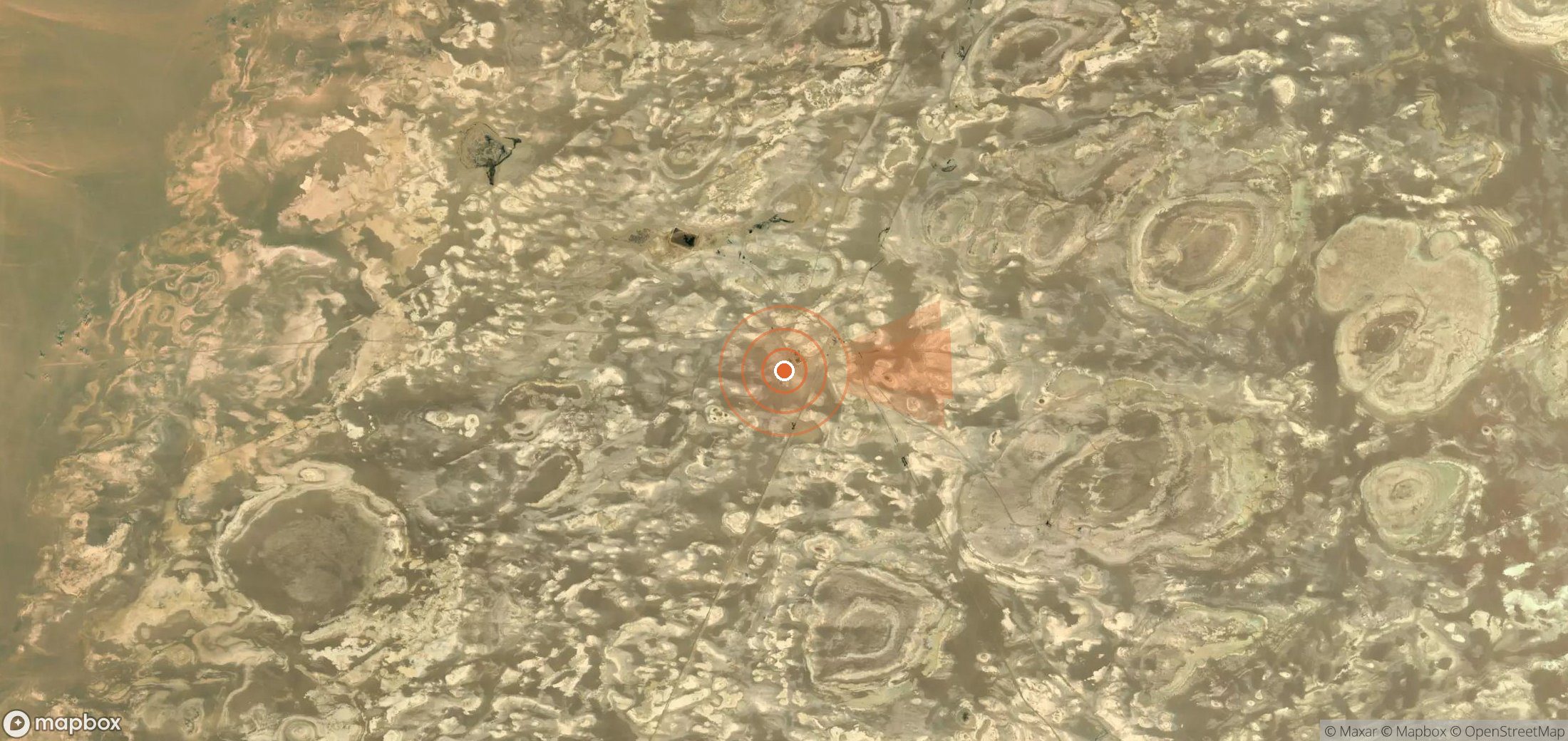 Satellite map of methane plume locations in Libya