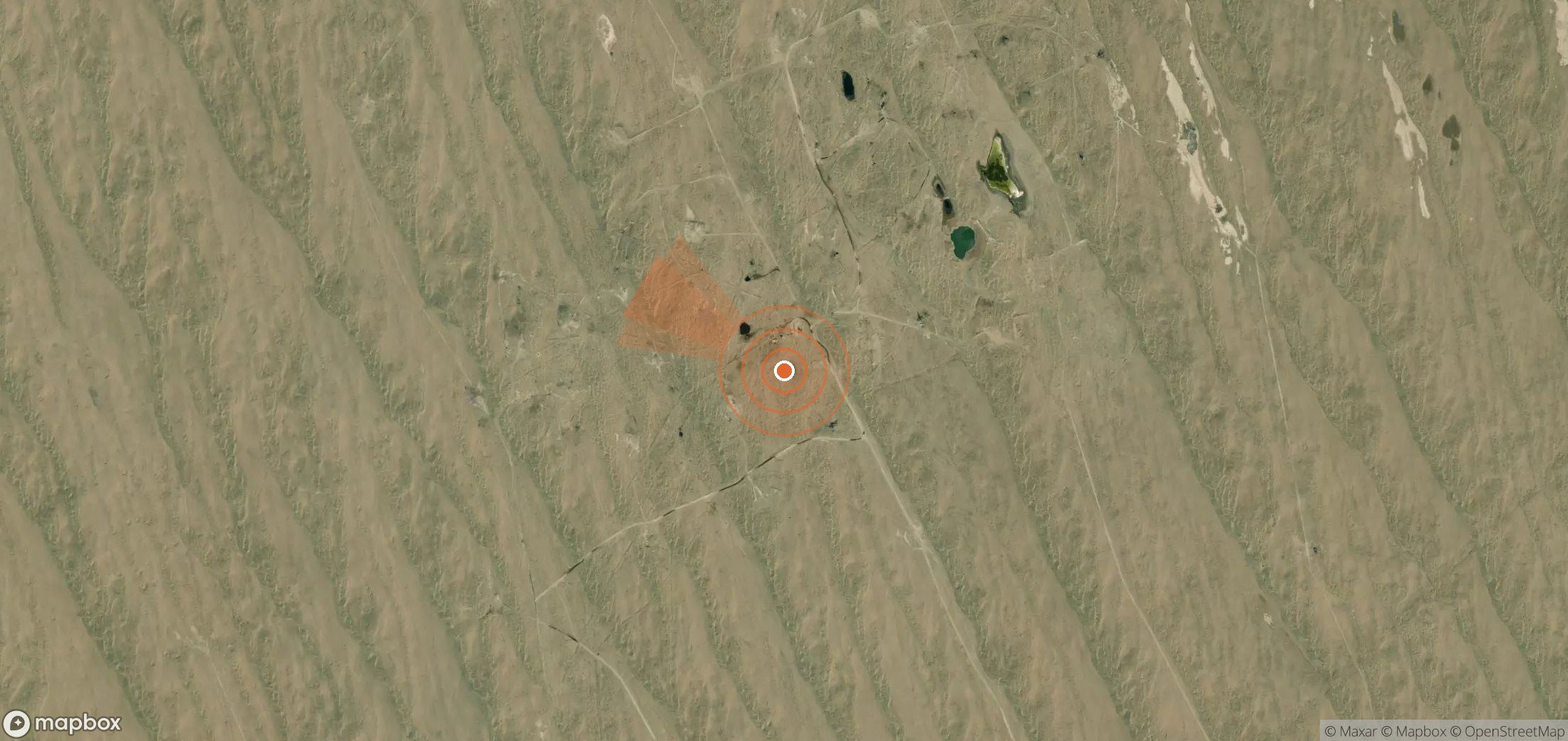 Mapa satelital de plumas de metano en Turkmenistán