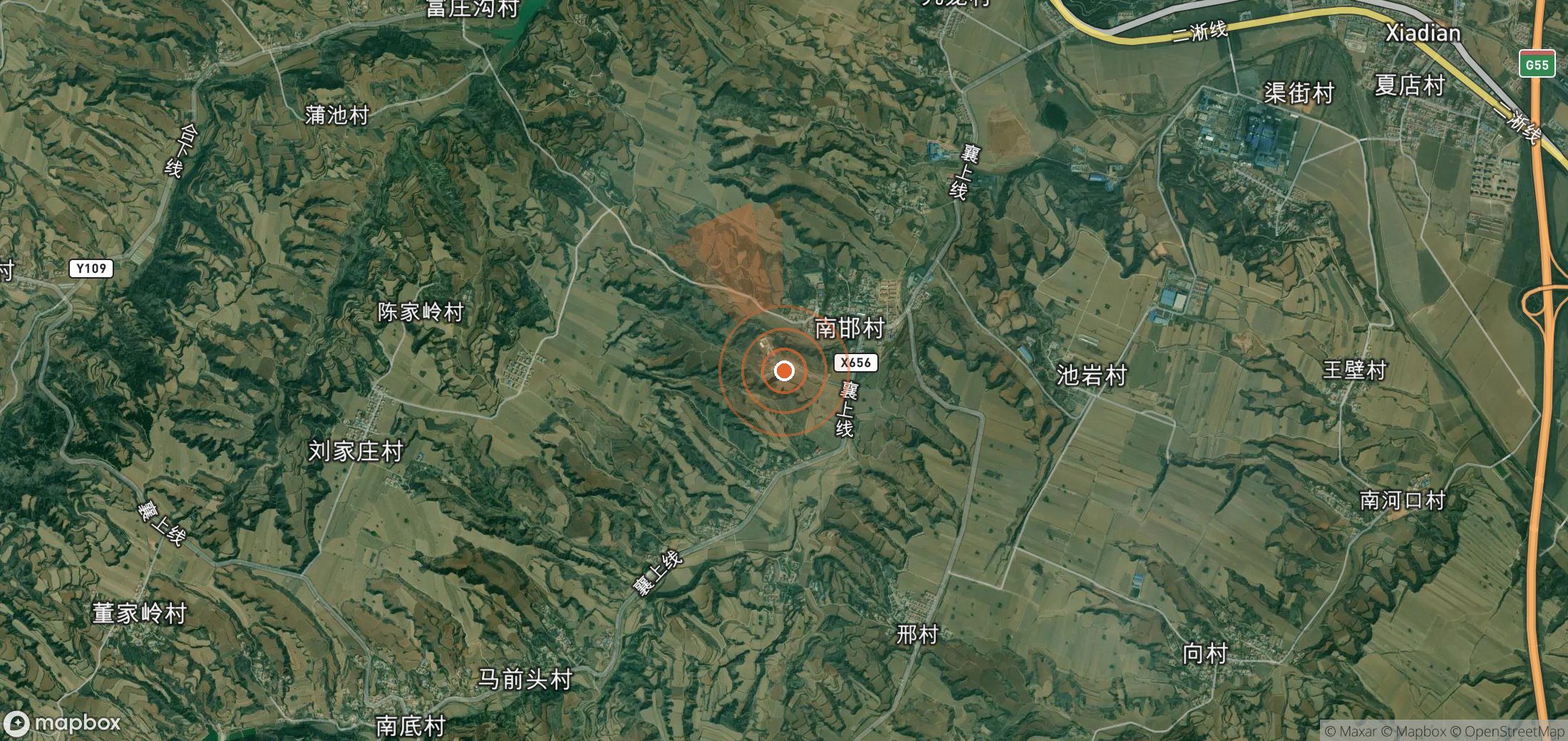 Satellite map of methane plume locations in China