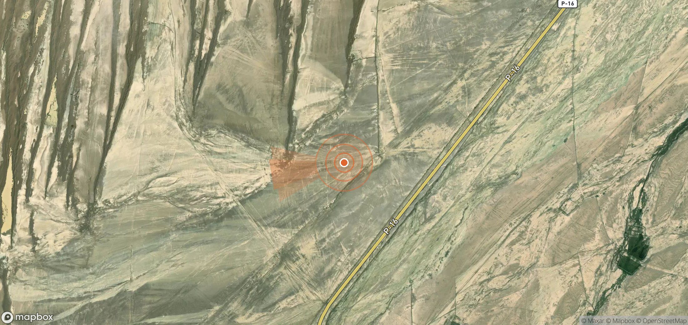 Satellite map of methane plume locations in Turkmenistan