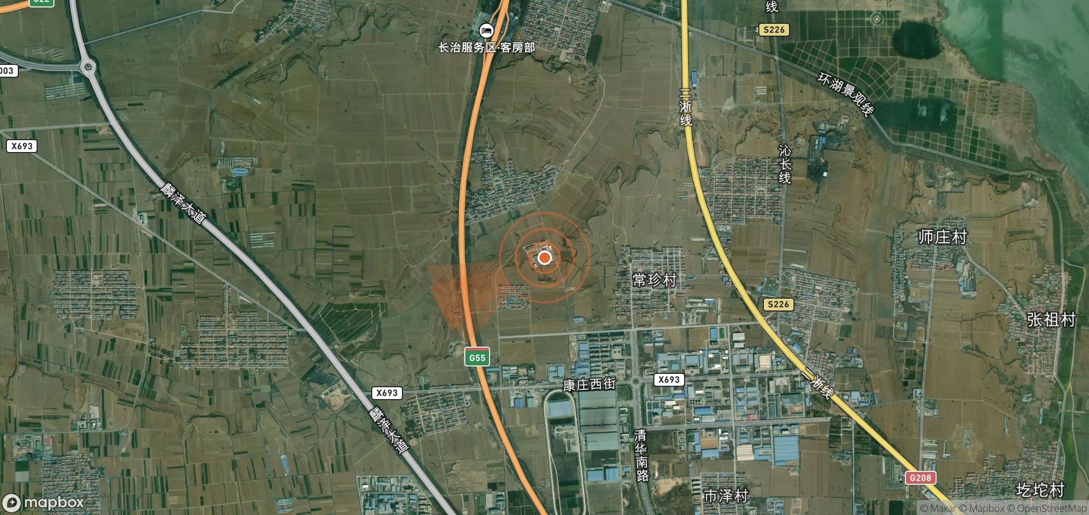 Satellite map of methane plume locations in China