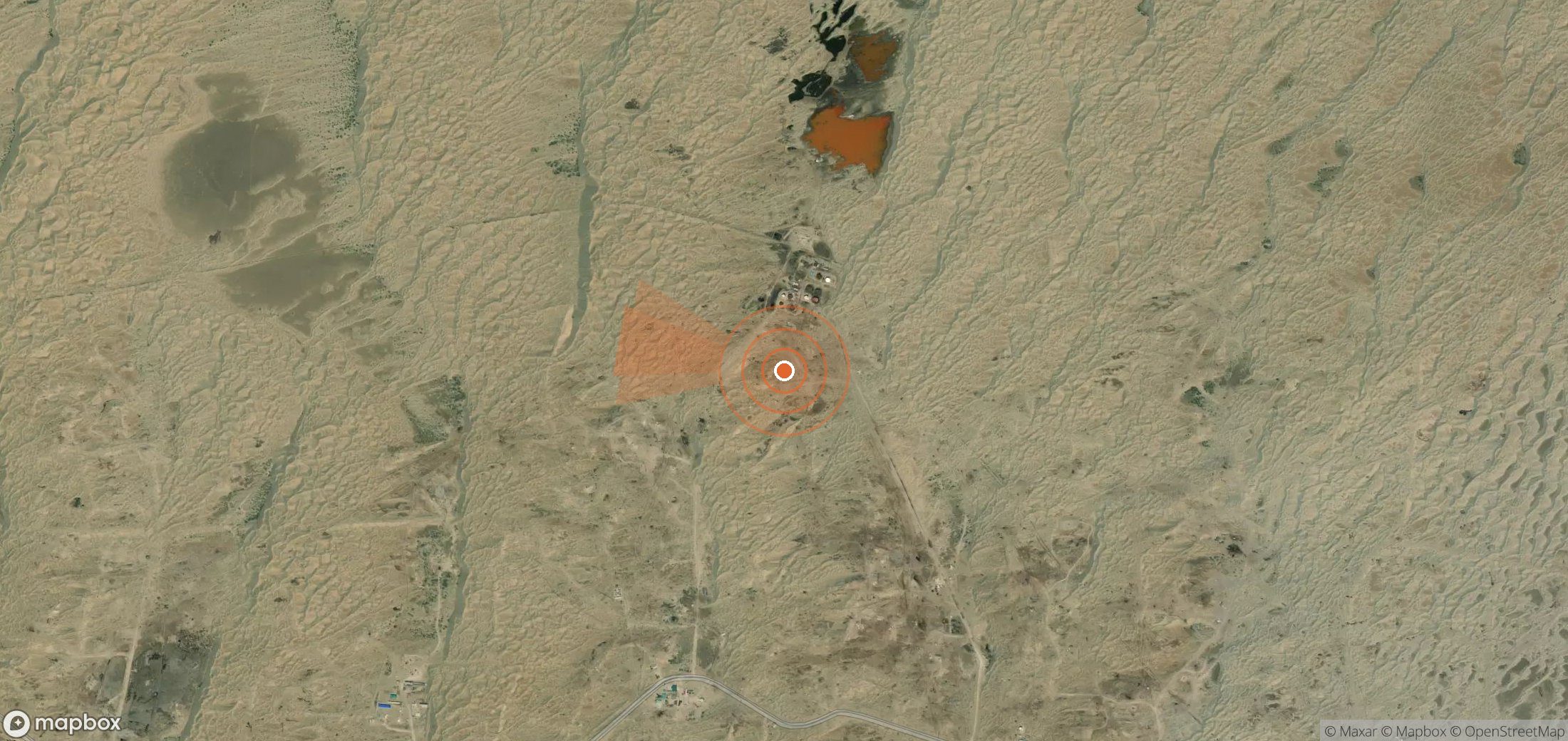 Satellite map of methane plume locations in Turkmenistan