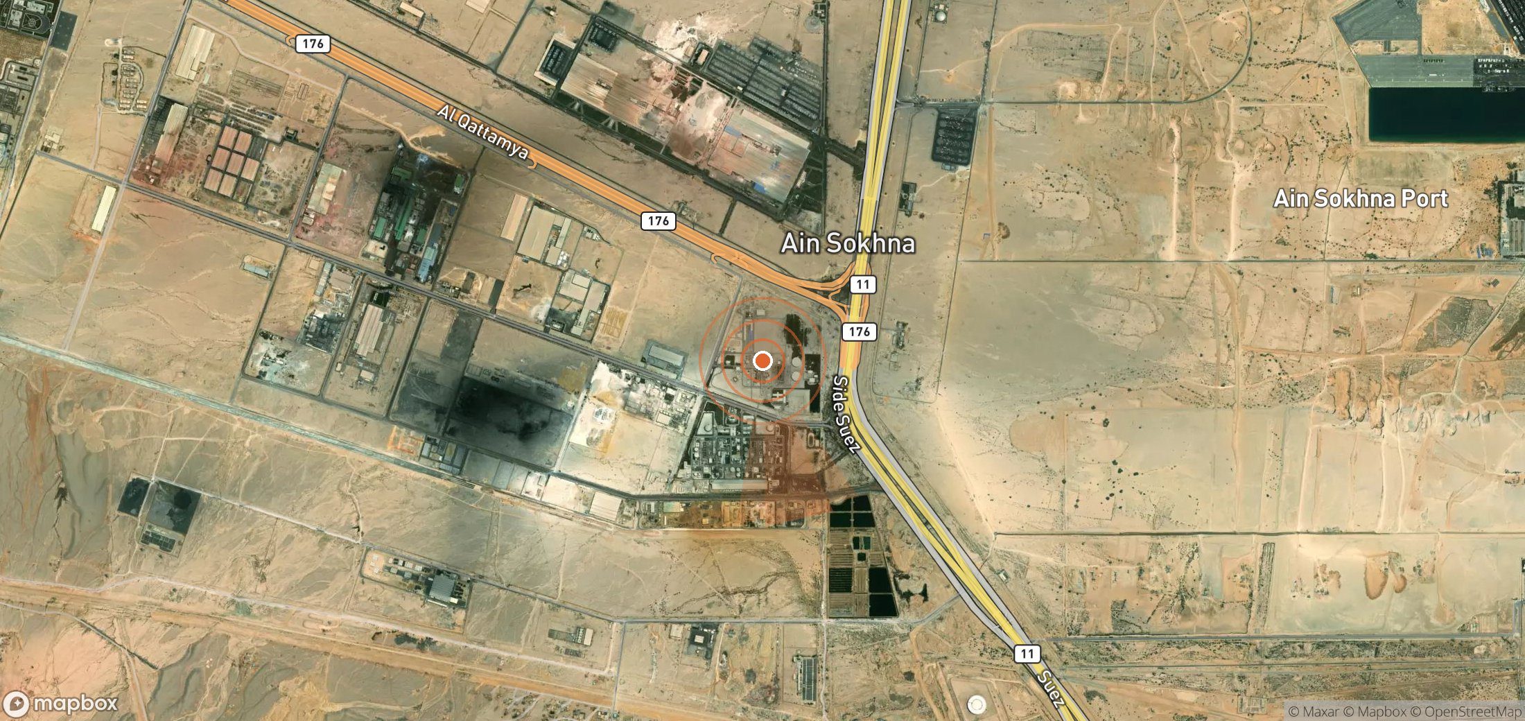 Mapa satelital de plumas de metano en Egipto