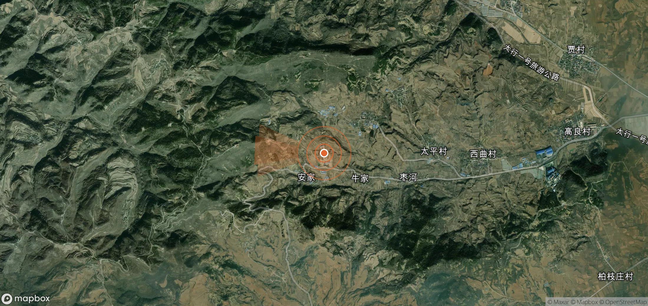 Satellite map of methane plume locations in China