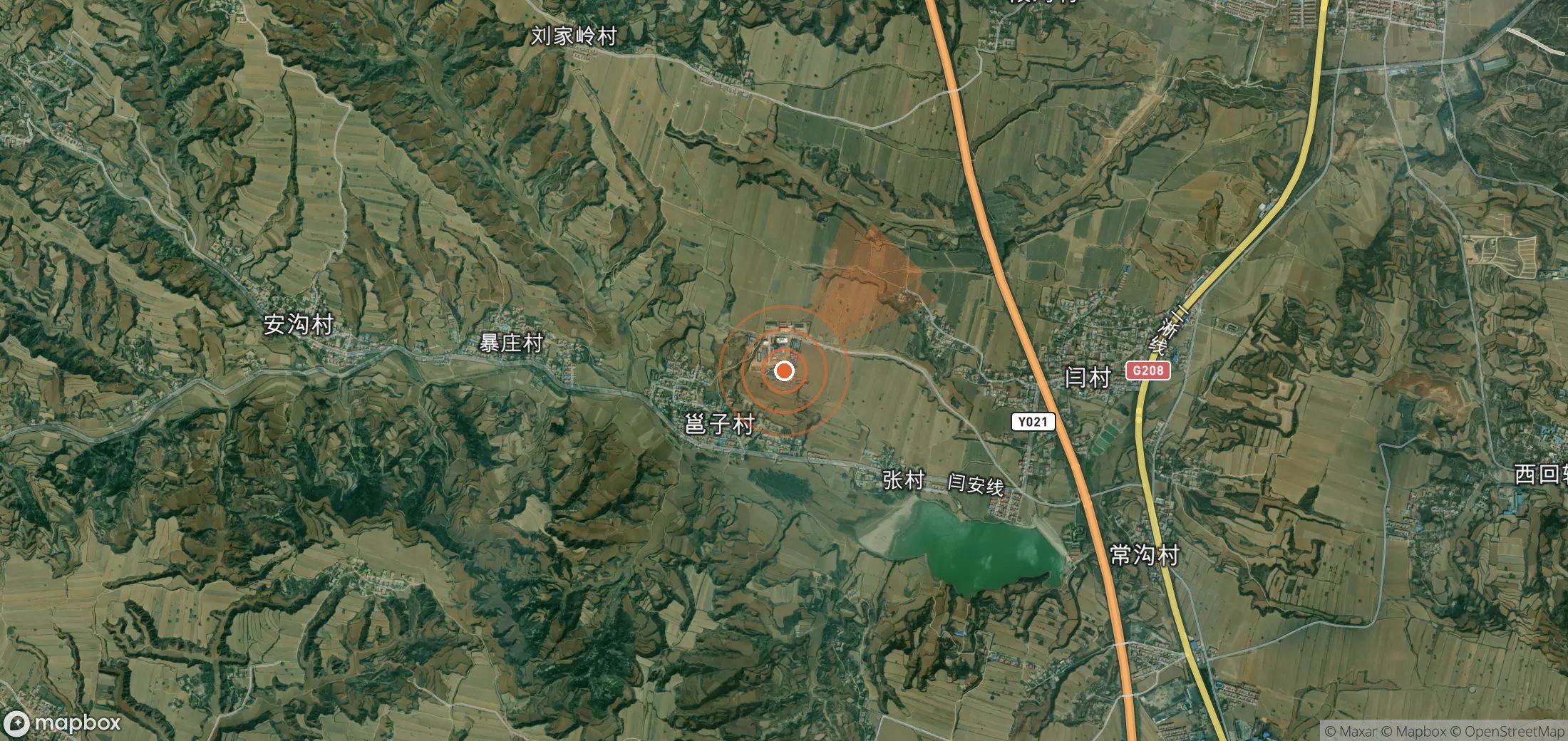 Satellite map of methane plume locations in China