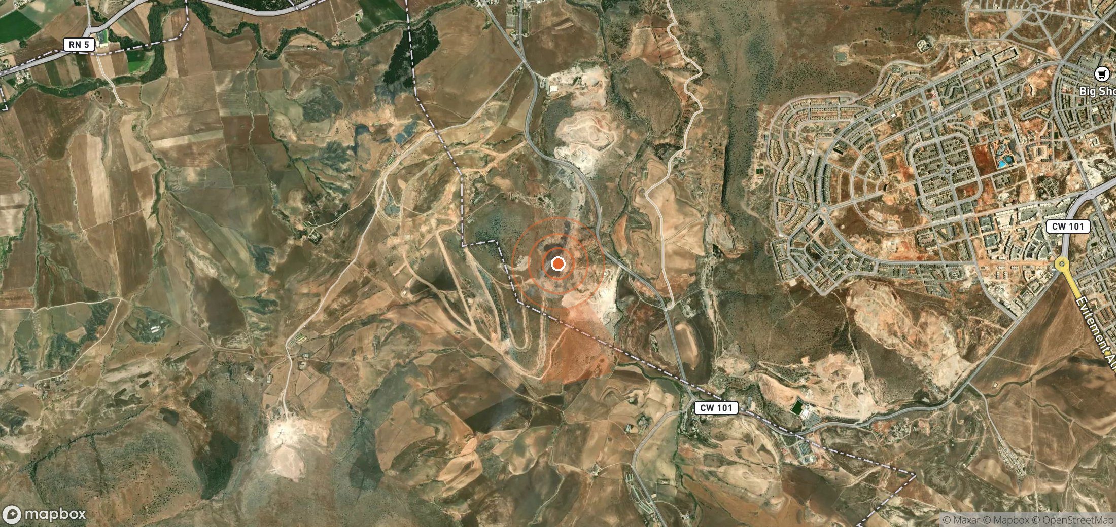 Satellite map of methane plume locations in Algeria