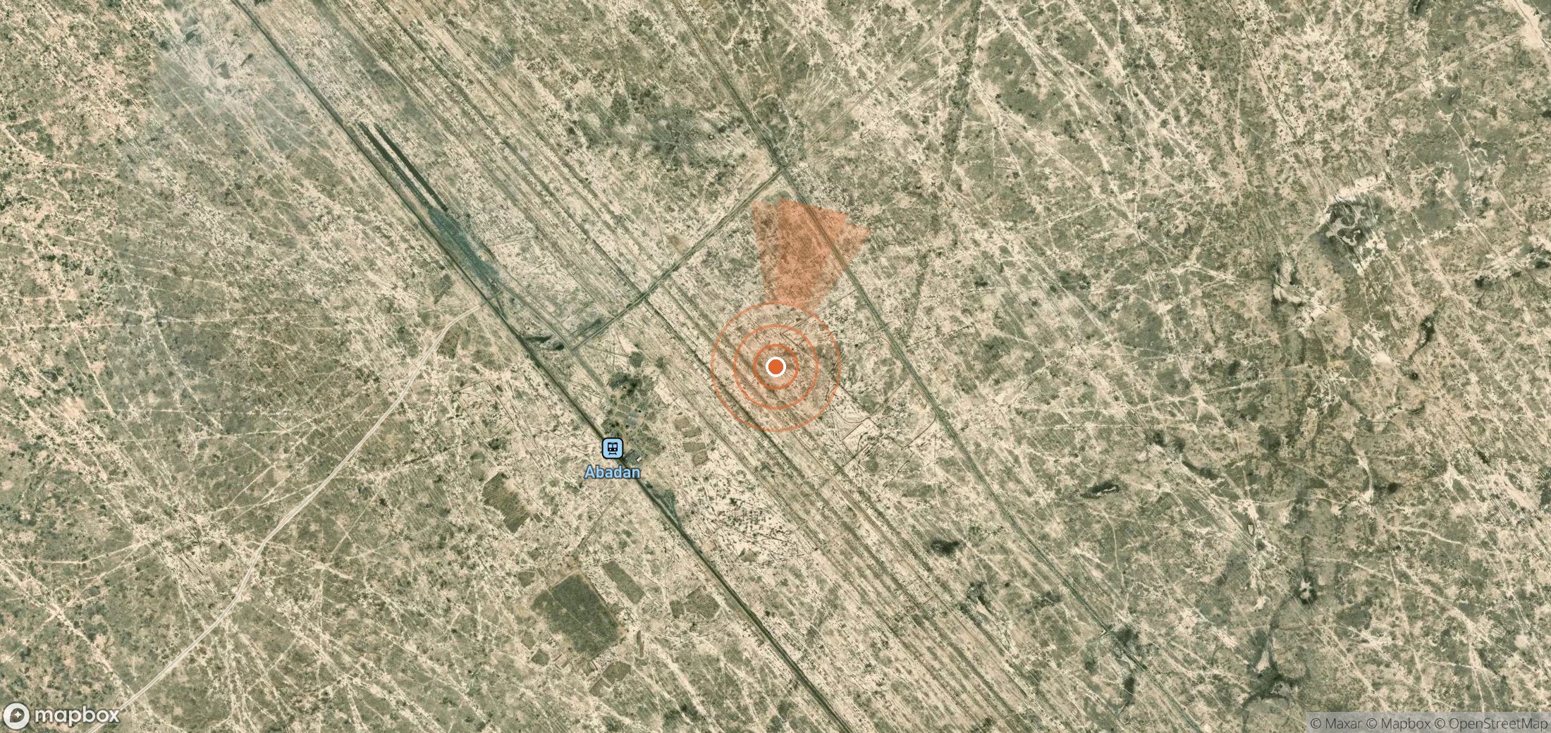 Satellite map of methane plume locations in Uzbekistan