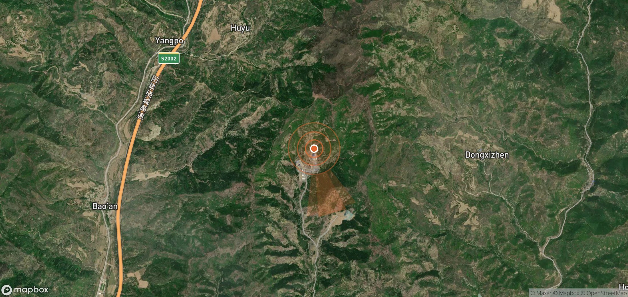 Satellite map of methane plume locations in China
