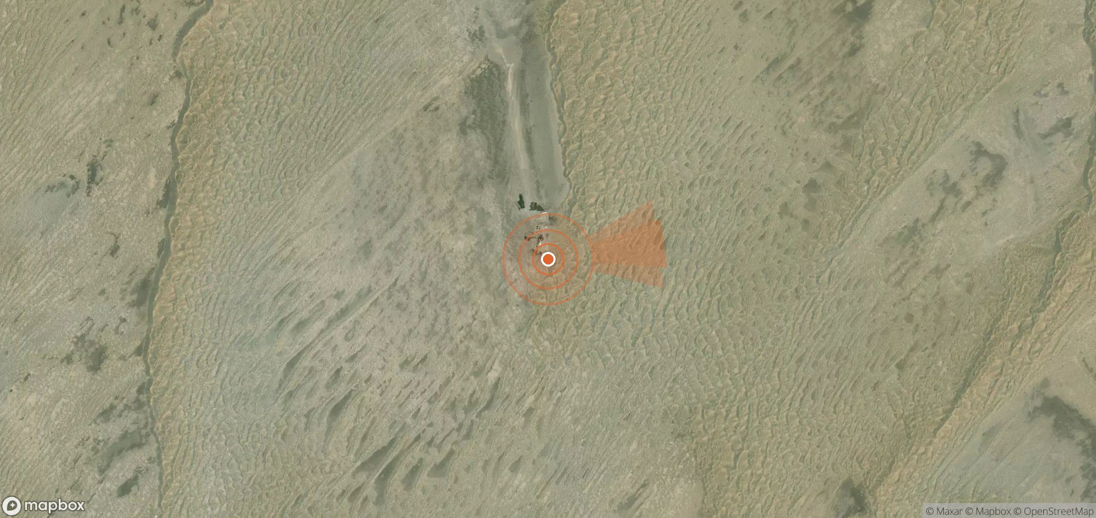 Satellite map of methane plume locations in Turkmenistan