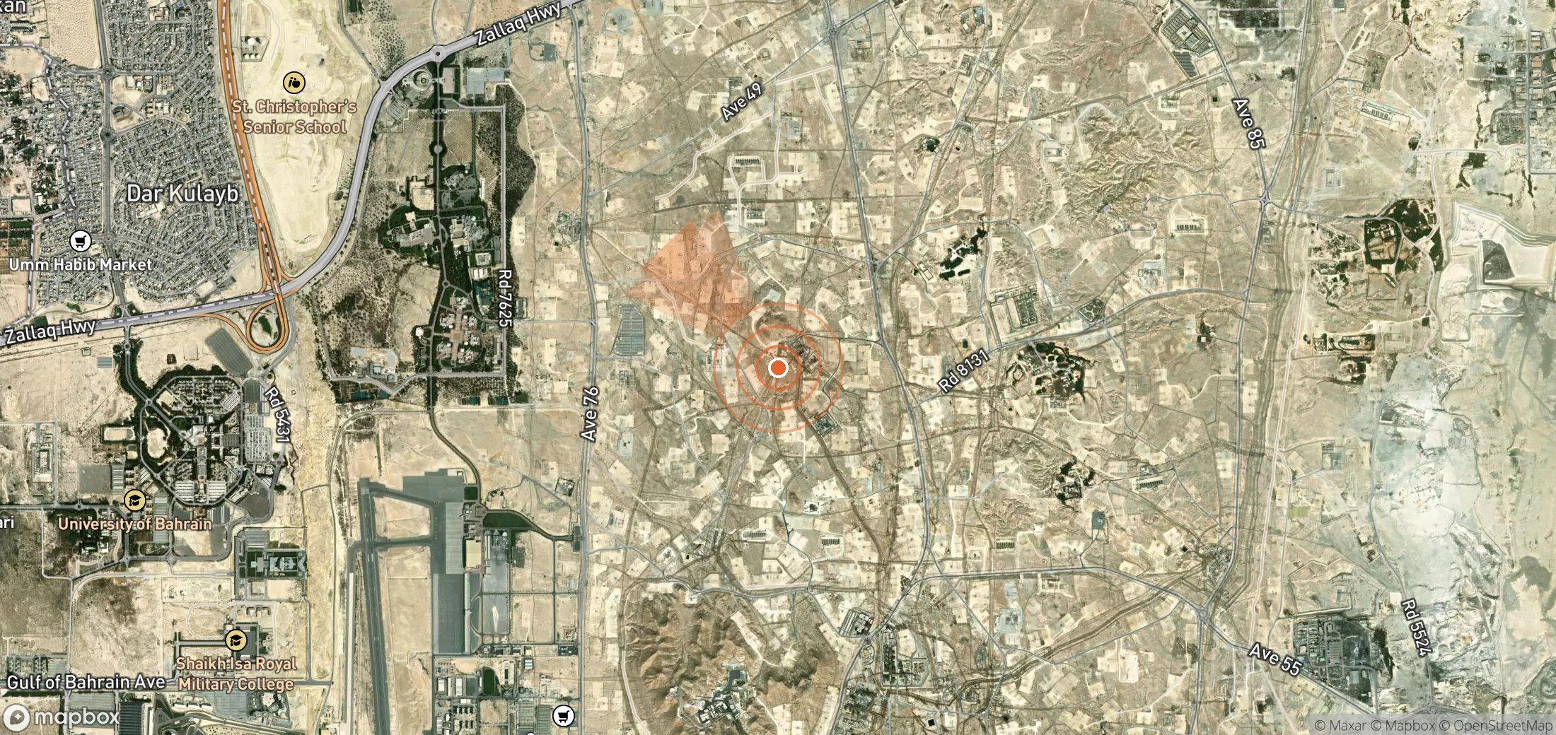 Mapa satelital de plumas de metano en Baréin