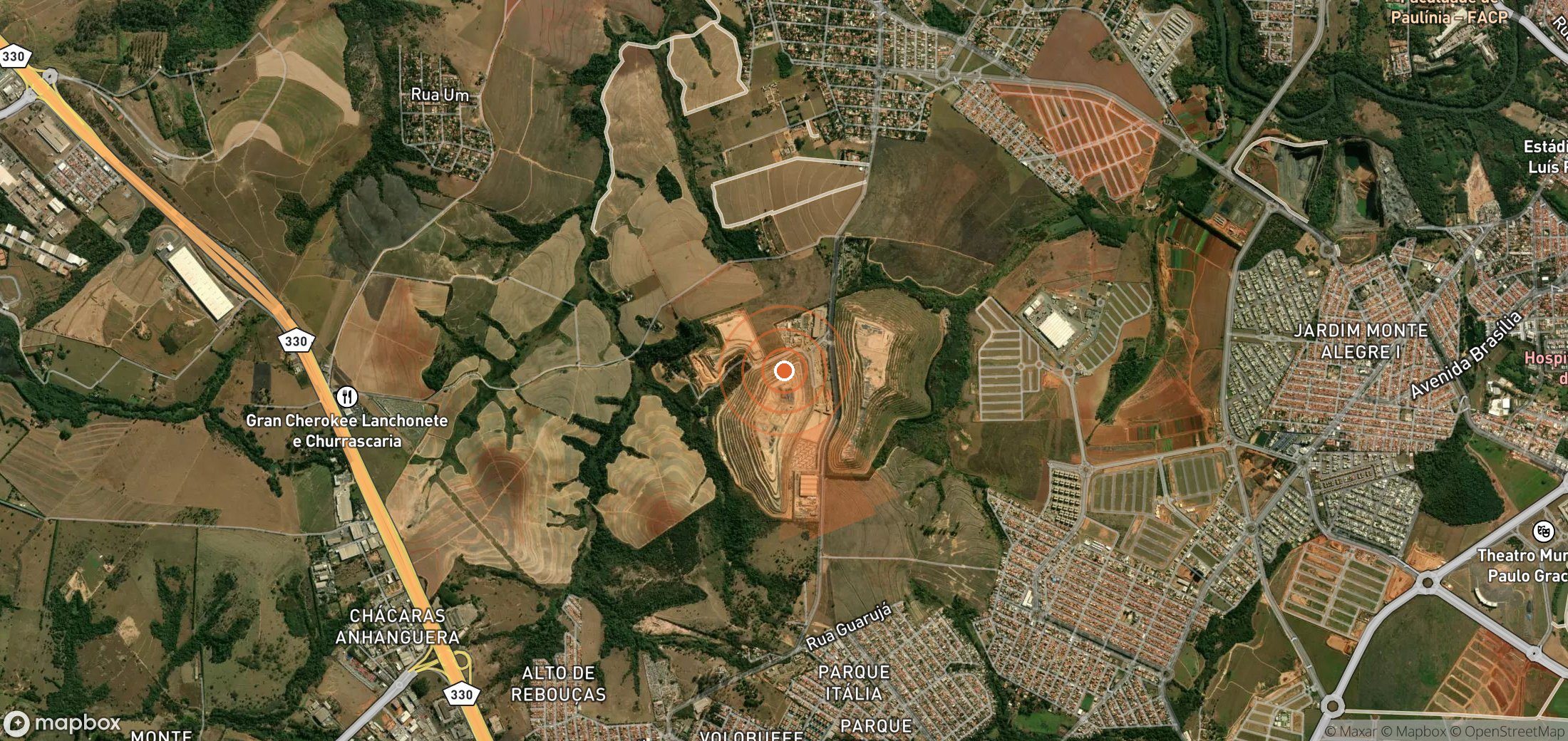 Mapa satelital de plumas de metano en Brasil