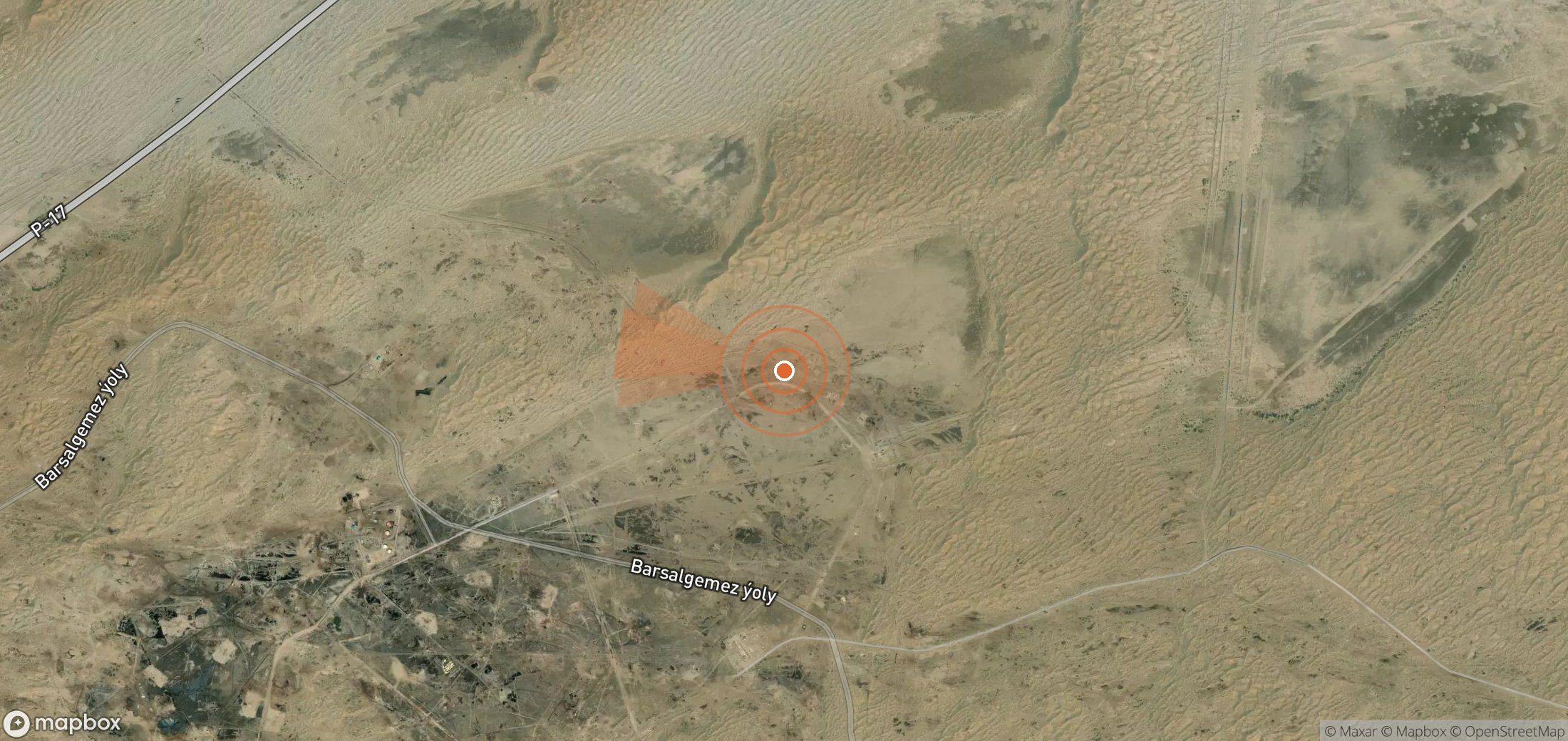 Mapa satelital de plumas de metano en Turkmenistán