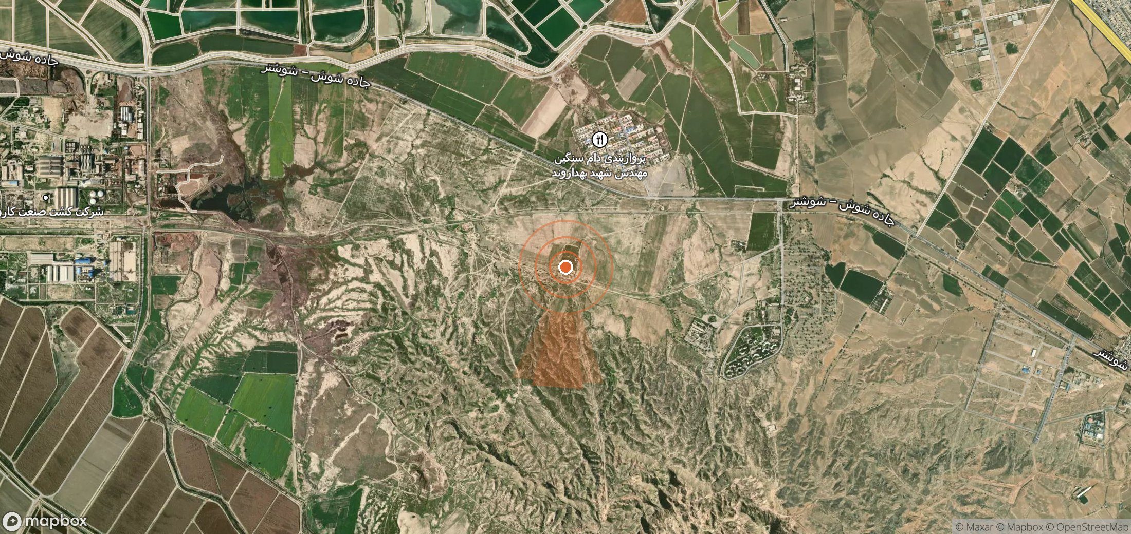 Mapa satelital de plumas de metano en Irán